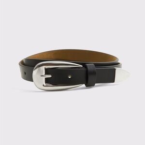 Abercrombie & Fitch Black Leather Belt with Silver Buckle